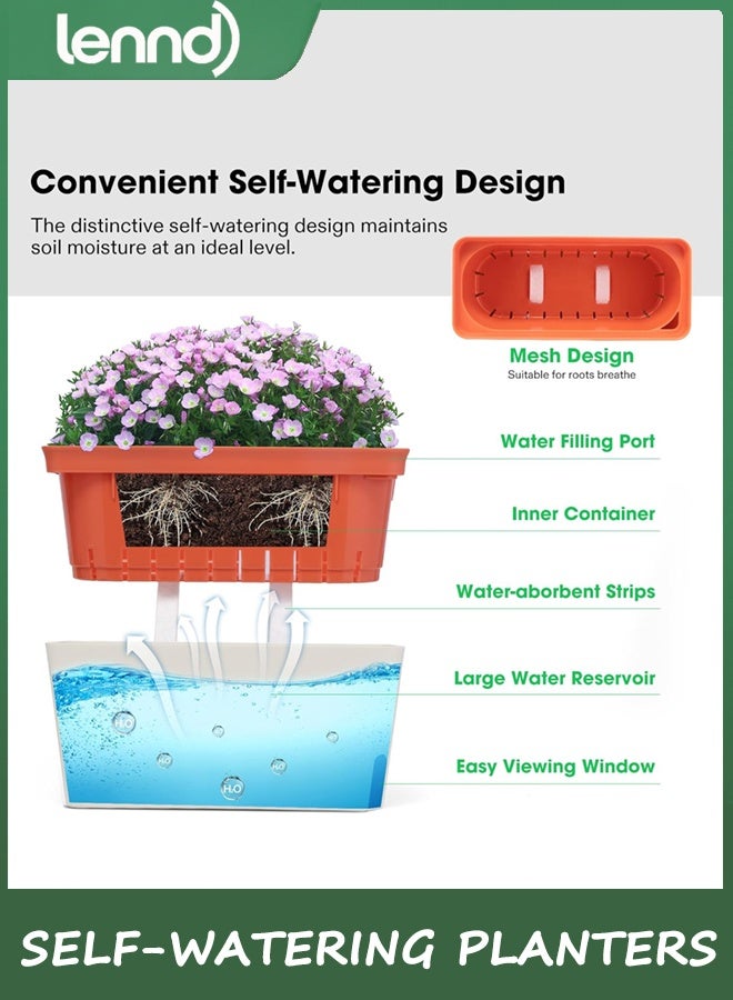 لينند أحواض زراعة ذاتية الري، عبوة من 3 قطع، صندوق زراعة أعشاب صغير الحجم 27 سم، مناسب للنباتات الداخلية والخارجية، مثالي للريحان والزهور والنباتات العصارية - Image 2